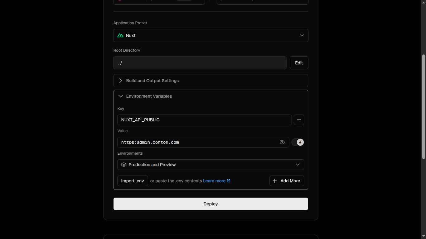 Setup env file